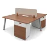 2-Person Bench Workstation Walnut with Fabric Screen (brown) - office furniture in Jeddah