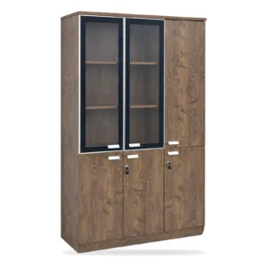 3-Door Bookshelf with Glass & Solid Doors, 120 W x 180 H cm – office storage in Jeddah