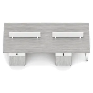 4-Person Bench Workstation Light Grey top view (grey)