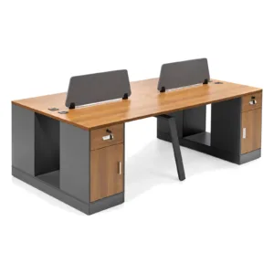 4-Person Workstation FS-24 with Side Cabinets (brown) - office furniture in Jeddah