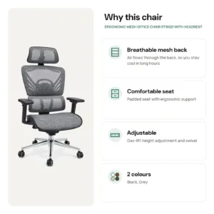 Why choose the Ergonomic Mesh Office Chair RT8021 with Headrest for your office in Jeddah