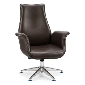 Fixed Low-Back Leather Guest Chair (brown) - office furniture in Jeddah