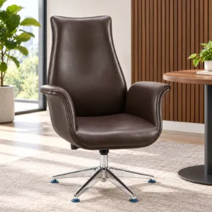Fixed Low-Back Leather Guest Chair in a modern office