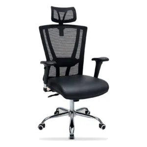 High-Back Mesh Office Chair with Lumbar Support (black) - office furniture in Jeddah