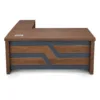 L-Shaped Office Desk 406 Walnut & Grey (brown) - office furniture in Jeddah