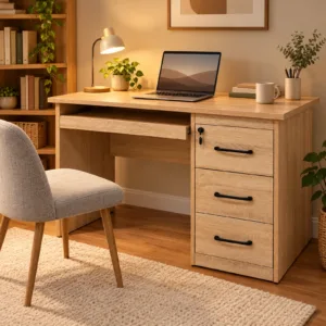 Model 1012 Computer Desk with Keyboard Tray & Lockable Drawers in a cosy home study