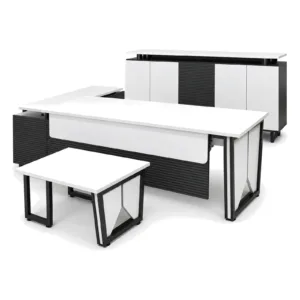 Modern White Executive Desk Set 220cm on a white background