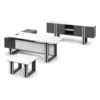 White & Graphite Executive Desk Set 240cm on a white background