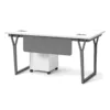 White Office Desk with Gray Y-Frame Legs and Mobile Pedestal on a white background