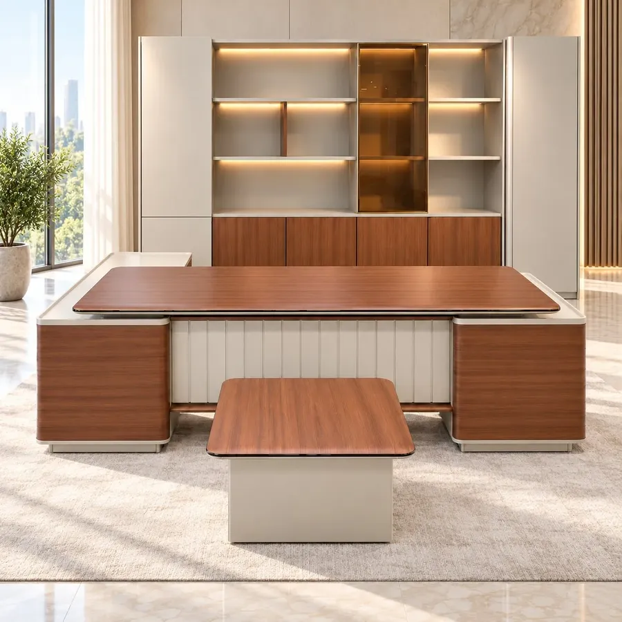 Executive office with matching desk, back cabinet and tea table